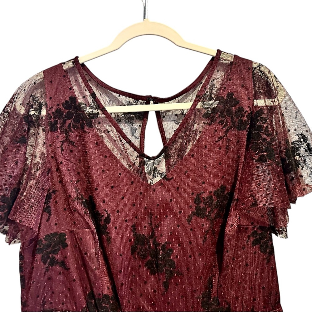 Gorgeous burgundy and black lace long dress. Lane Bryant. Size 16 - Picture 7 of 7